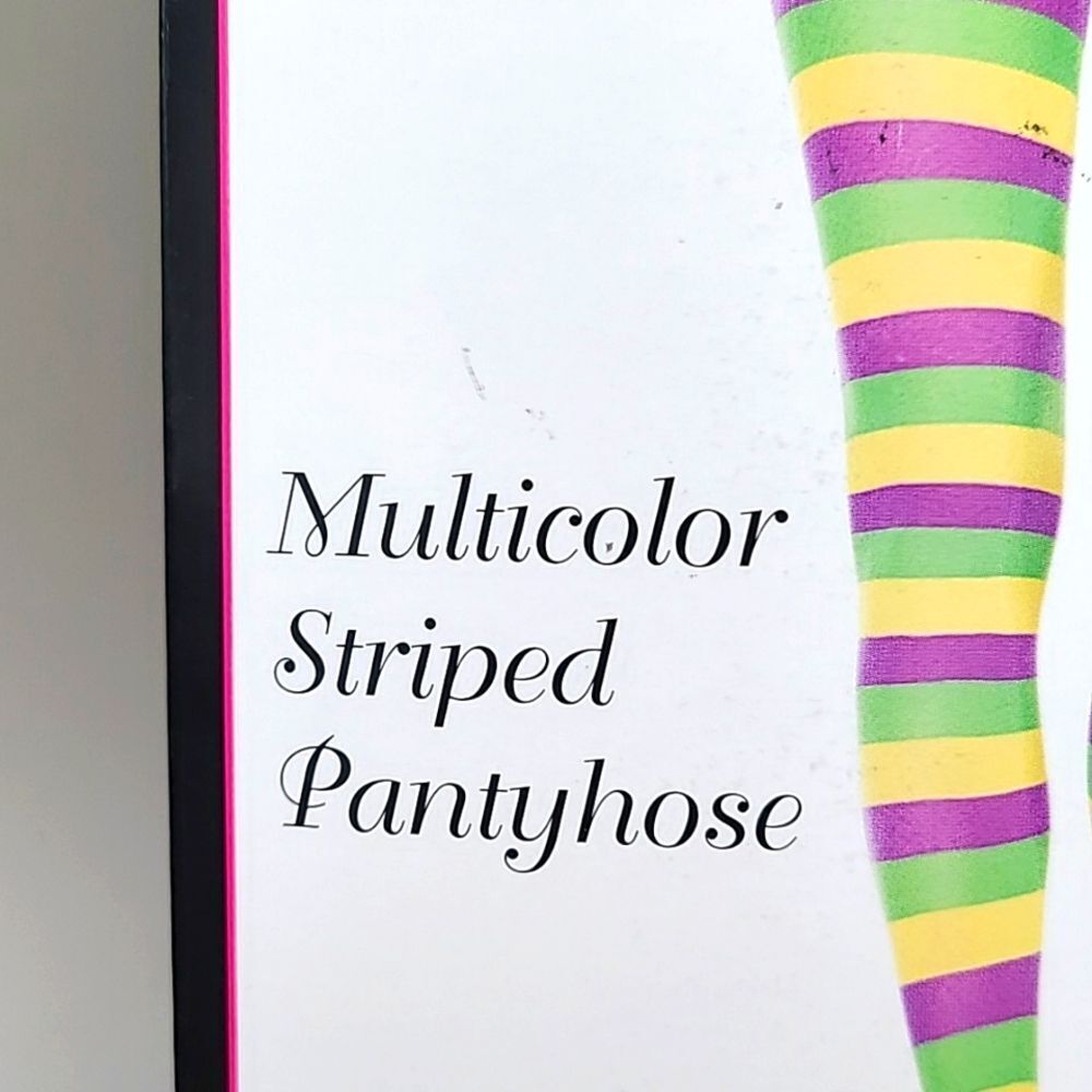 Music Legs - Multi-color Striped Pantyhose in Purple, Green & Yellow, NWOT - Picture 2 of 5
